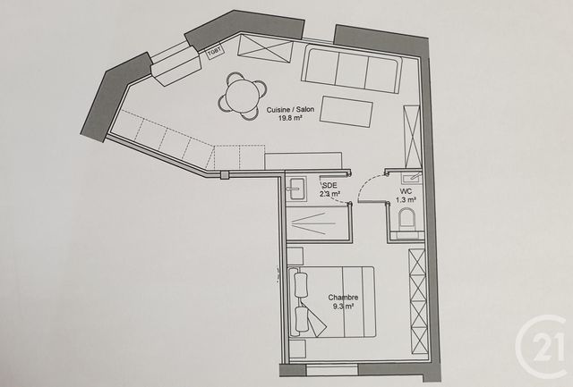 Afficher la photo en grand Appartement F2 à vendre - 2 pièces - 32.7 m2 - CANNES - 06 - PROVENCE-ALPES-COTE-D-AZUR - Century 21 Immobilier Service